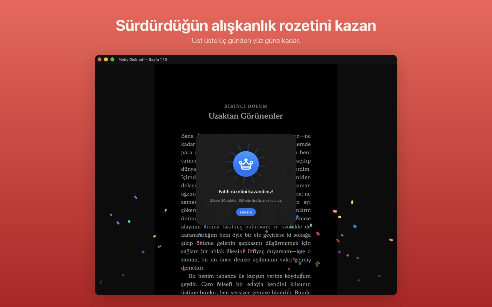 Başarı kazanıldı bildirimi